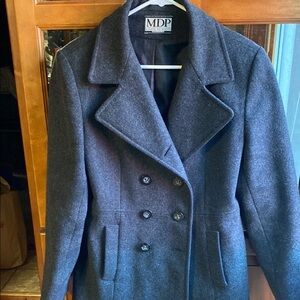 Vintage Double-Breasted Wool Pea Coat with Wide Lapels
